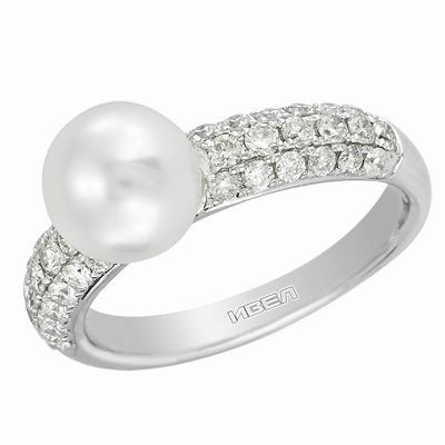  Золотое кольцо с бриллиантами и жемчугом R1402-K53900AWPL