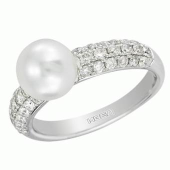 Золотое кольцо с бриллиантами и жемчугом R1402-K53900AWPL